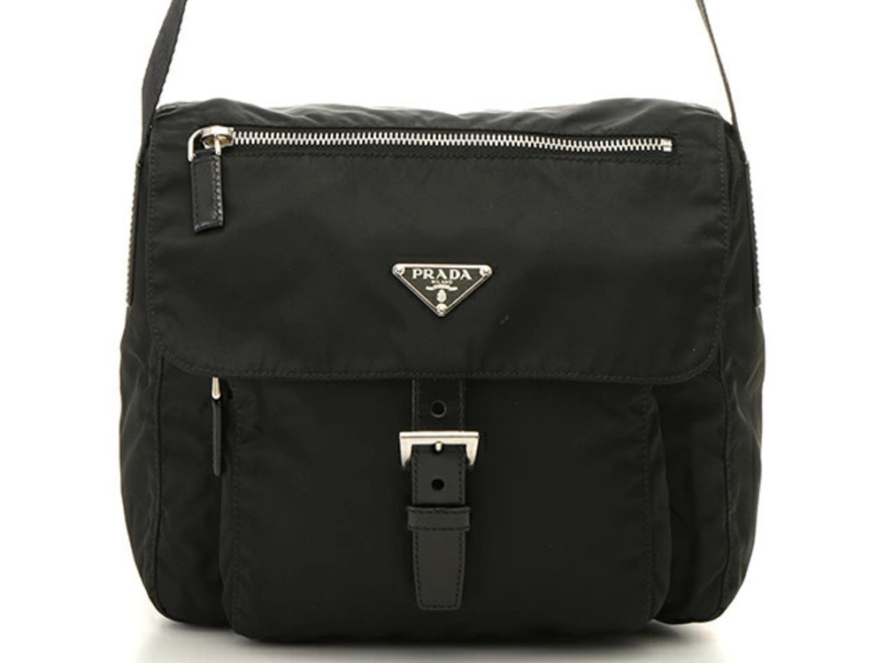 Prada shoulder bag black Tessuto leather